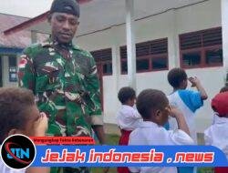 Satgas RI–PNG Yonif 763/SBA Latih PBB Siswa SD dan PAUD di Kampung Konja