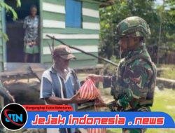 Satgas Pamtas Yonif 763/SBA Pos JOSHIRO Gelar Kegiatan Pembagian sembako kepada masyarakat kampung 