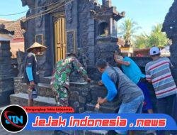 Merajut Kebersamaan di Desa Siliragung: Satgas TMMD ke-125 dan Warga Bersatu Mengecat Pura, Simbol Kuat Toleransi Beragama