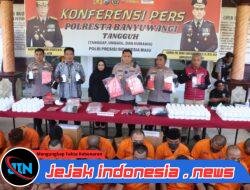 Polresta Banyuwangi Bekuk 43 Tersangka, sita 150 gram sabu dan 159 ribu Okerbaya