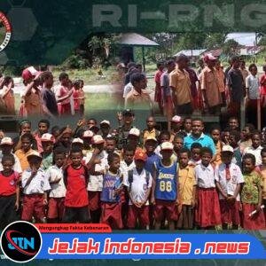 Tumbuhkan Jiwa Nasionalisme dan Cinta Tanah Air, Satgas Pamtas RI-PNG Statis Yonif 643/Wns Latihkan SD Inpres Baris-Berbaris dalam Rangka Upacara Bendera 