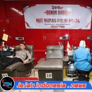 Peringati Hari Jadi Humas Polri ke -74 Polda Jatim Gelar Donor Darah