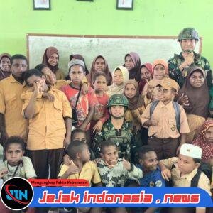 Anak Papua Cerdas Satgas Yonif 521/DY Bantu Tingkatkan Partisipasi Kegiatan Pendidikan