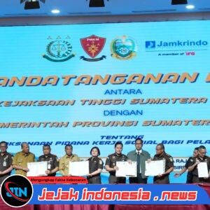 Kasdam I/BB Hadiri Penandatanganan MOU/PKS Kejaksaan dan Pemprov terkait Pidana Kerja Sosial di Kantor Gubsu