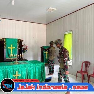 Toleransi Itu Indah, Satgas Yonif 521/DY Karya Bhakti di Gereja GKI Tigris Muaranawa