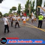 Polsek Gianyar Melaksanakan Pengamanan Upacara Nyenuk di Pura Gunung Merta Gianyar