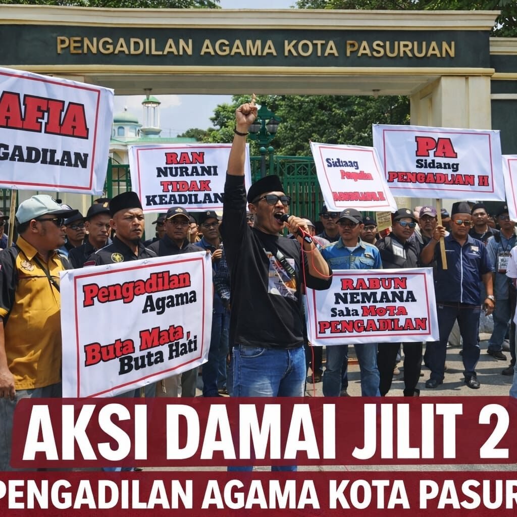 Aksi Jilid II Menggema: Aliansi Poros Tengah Tantang Wibawa Pengadilan Agama Kota Pasuruan