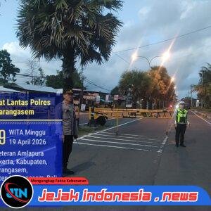 Sat Lantas Polres Karangasem Amankan Jalur Car Free Day di Jalan Veteran