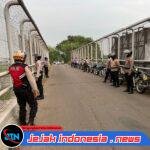 *Amankan Bus Massa Buruh, Satsamapta Polresta Tangerang Patroli JPO*