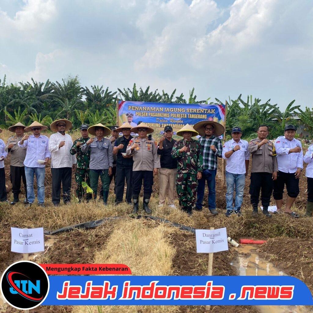 Polsek Pasar Kemis Jadi Motor Penggerak Penanaman Jagung 2 Hektare di Sukamantri