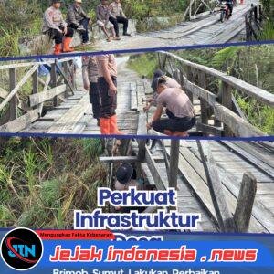 Perkuat Infrastruktur Desa, Brimob Sumut Lakukan Perbaikan Jembatan Gotting