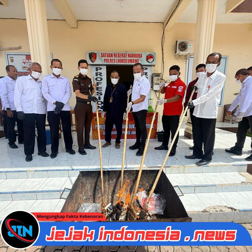 Sat Resnarkoba Polres Lhokseumawe Musnahkan 1,4 Kilogram Sabu dan Puluhan Gram Ganja
