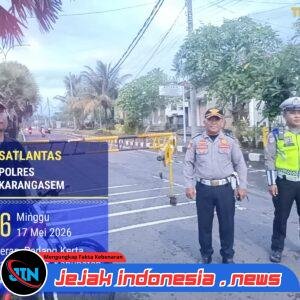 Sat Lantas Polres Karangasem Amankan Jalur Car Free Day di Jalan Veteran