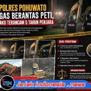Penegakan Hukum PETI Bulangita, Polres Pohuwato Amankan 3 Excavator