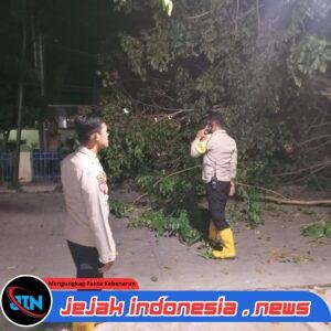 Gerak Cepat Pasca Hujan, Polsek Carenang Evakuasi Pohon Tumbang dijalan Raya Warung Selikur Carenang