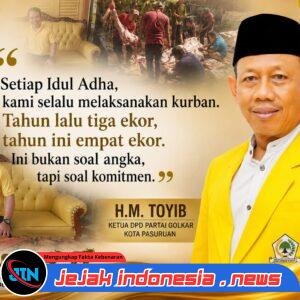DPD Partai Golkar Kota Pasuruan Perkuat Nilai Kebersamaan Melalui Penyembelihan 4 Ekor Sapi Kurban di Momentum Idul Adha 1447 H