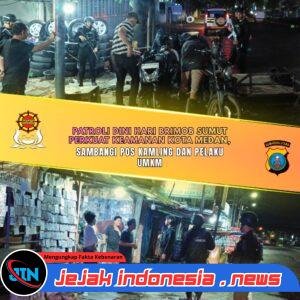 Patroli Dini Hari Brimob Sumut Perkuat Keamanan Kota Medan, Sambangi Pos Kamling dan Pelaku UMKM