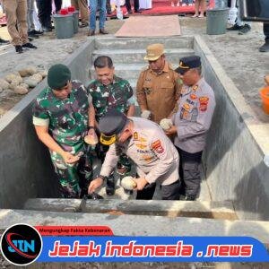 KAPOLRES BINJAI HADIRI PELETAKAN BATU PERTAMA PEMBANGUNAN PT NATURAL TIRTA SEGAR DI LANGKAT