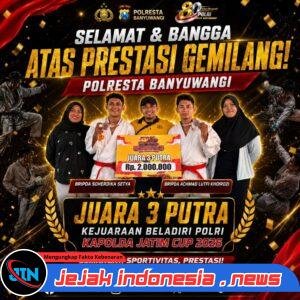 Tunjukkan Semangat Juang Bhayangkara, Tim Beladiri Polresta Banyuwangi Raih Podium di Kapolda Jatim Cup 2026