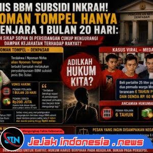 Inkrah! Vonis Penyalahgunaan BBM Subsidi Hanya 1 Bulan 20 Hari, Publik Pertanyakan Efek Jera dan Konsistensi Penegakan Hukum