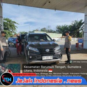 Jajaran Polres Padang Lawas, Melakukan Pengamanan SPBU Armadar 50 Binanga, Antisipasi Penyalahgunaan BBM. 