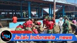 Satgas Yonif 123/RJW Bersama Warga Gelar Karya Bhakti Bersihkan Pasar Baru Distrik Obaa