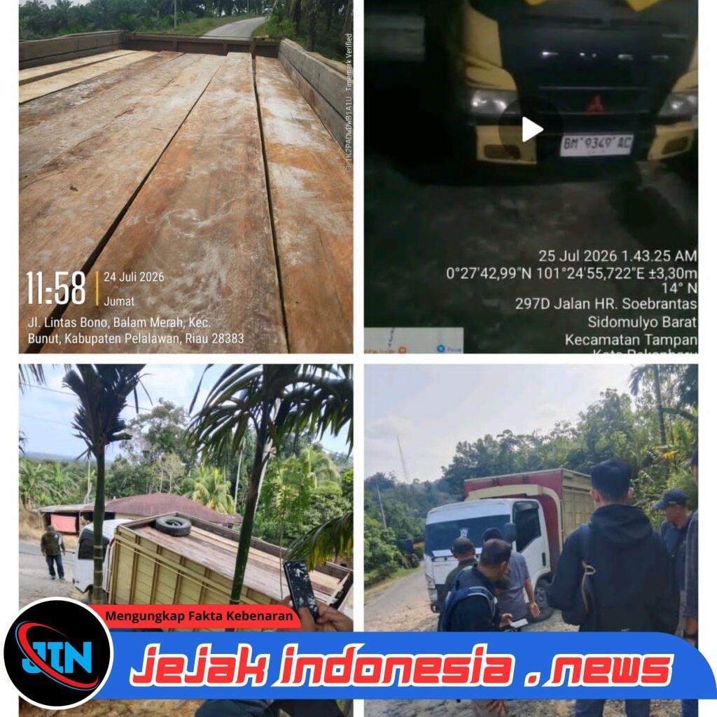 Gakkum LHK Amankan Dua Truk Bermuatan Kayu Olahan Ilegal logging di Jalan Lintas Bono Teluk Meranti