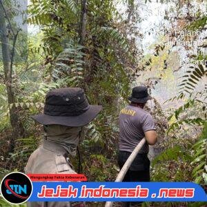 Cegah Api Kembali Membara, Personel Dirsamapta Lakukan Pembasahan Lahan di Kalampangan