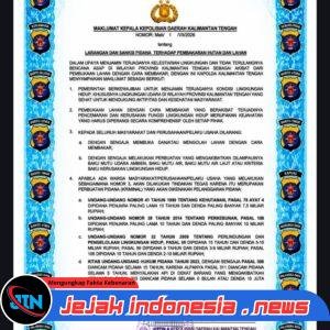Kapolda Kalteng Ingatkan Sanksi Pidana Pembakaran Lahan