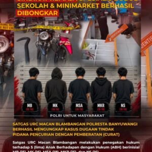 Sindikat Remaja Spesialis Bobol Sekolah dan Minimarket Berhasil Dibongkar, Satreskrim Polresta Banyuwangi Amankan Lima ABH