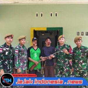Satgas Pamtas RI Malaysia Yonarmed 19/Bogani Amankan Senjata Api Rakitan dari Warga di Perbatasan
