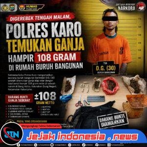 Digerebek Tengah Malam, Polres Karo Temukan Ganja Hampir 108 Gram di Rumah Buruh Bangunan
