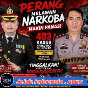 Perang Melawan Narkoba Makin Panas, 403 Kasus Diungkap Polresta Deli Serdang Januari–Agustus 2026