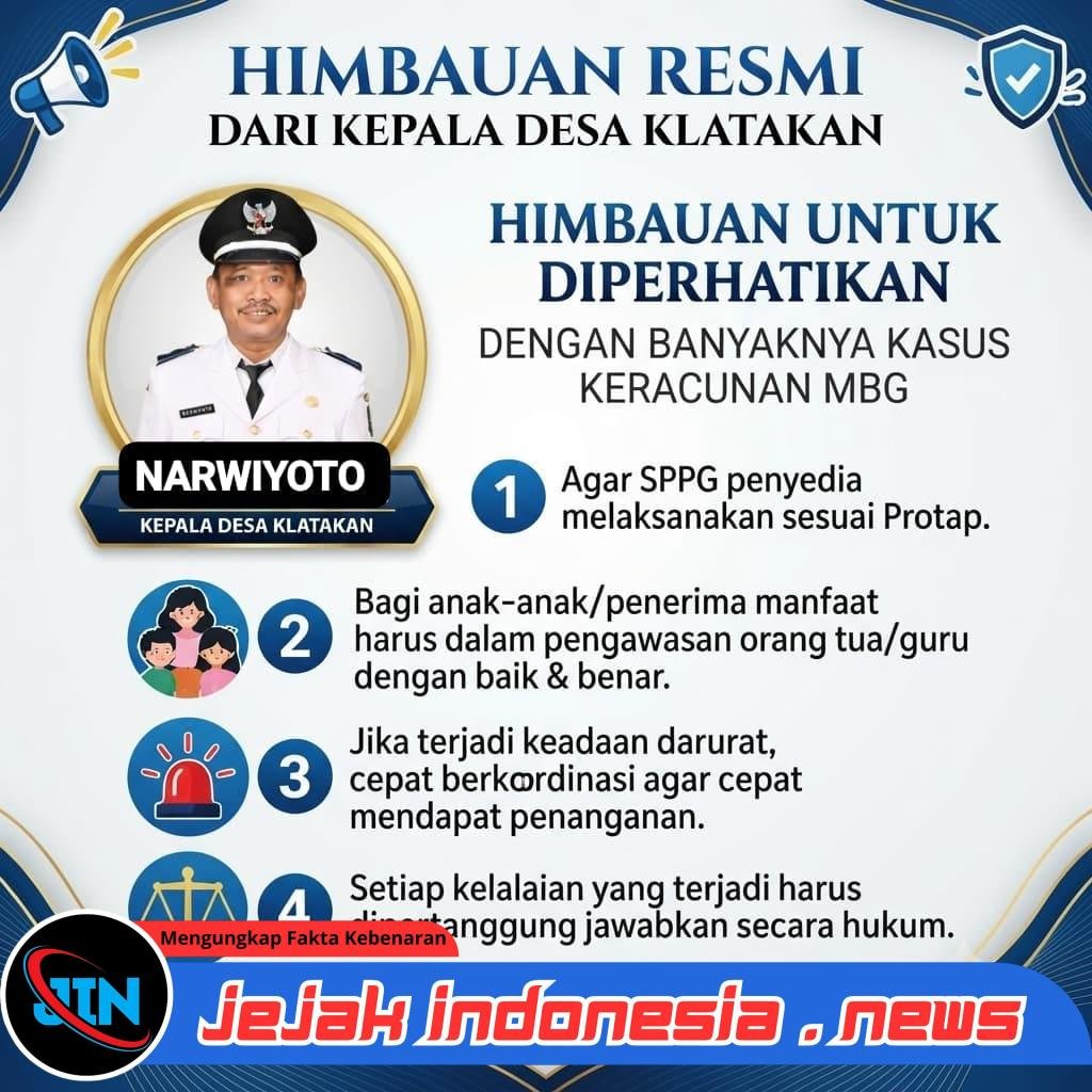 Kades Klatakan Narwiyoto Keluarkan Himbauan Tegas Waspada Keracunan Program MBG