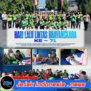 Semarak Hari Lalu Lintas Bhayangkara ke-71, Satlantas Polres Jember Gelar Pemeriksaan Kesehatan Gratis bagi Pengemudi Ojol