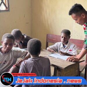 Satgas Pamtas RI-PNG Kewilayahan Yonif 516/CY Tanamkan Harapan Sebagai Gadik di SD Inpres Kampung Basyim