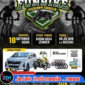 Jelang HUT ke-81 TNI, Kodim 0824/Jember Gelar Funbike Berhadiah Mobil dan 2 Unit Motor