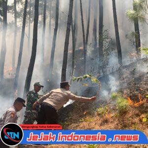 Polres Ponorogo dan Tim Gabungan Tembus Medan Curam Lereng Gunung Limas Padamkan Api Karhutla