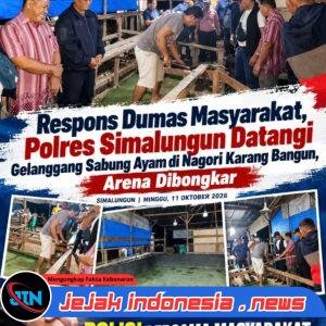 Respons Dumas Masyarakat, Polres Simalungun Datangi Gelanggang Sabung Ayam di Nagori Karang Bangun, Arena Dibongkar