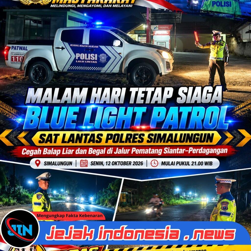 Malam Hari Tetap Siaga, Blue Light Patrol Sat Lantas Polres Simalungun Cegah Balap Liar dan Begal di Jalur Pematang Siantar–Perdagangan