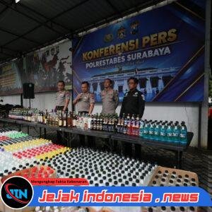 *Gelar Operasi KRYD, Polrestabes Surabaya Sita 5.385 Botol Miras Ilegal*